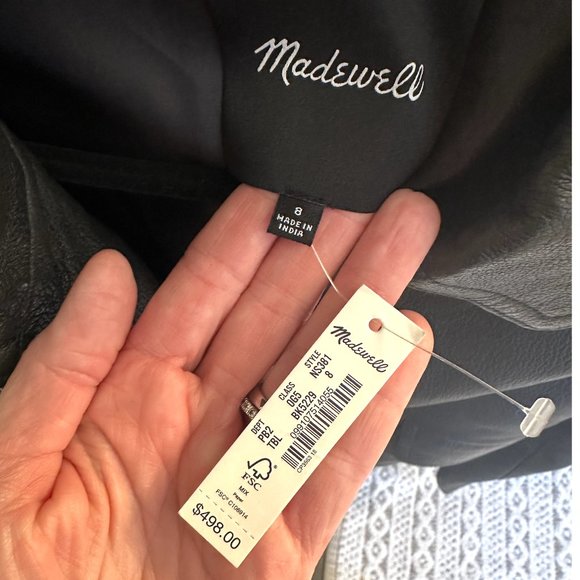 NWT Madewell Shrunken Zip-Front Jacket in Leather (size 8) - Picture 7 of 7